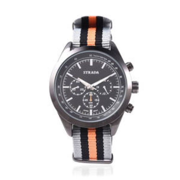 STRADA Watch with Multi Color Stripe Nylon Strap - Picture 1 of 5
